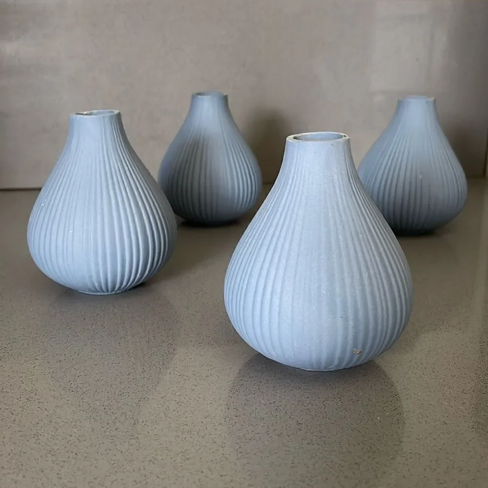 Bed Bath & Beyond | 4 Set “Frost” Chive Small Ceramic Vase